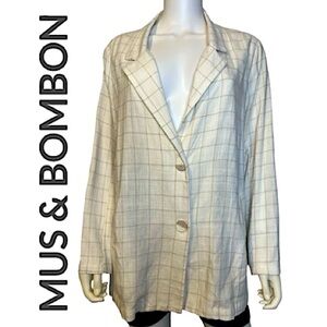 MUS & BOMBON.EUC. “Sahara” checked blazer. Beige/ivory color. Linen blend.Large